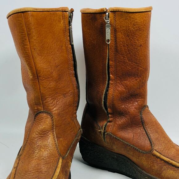 Vintage DIODORA BOOTS Mens 8 Leather Side Zip Winter Brown Made In Italy main image 9